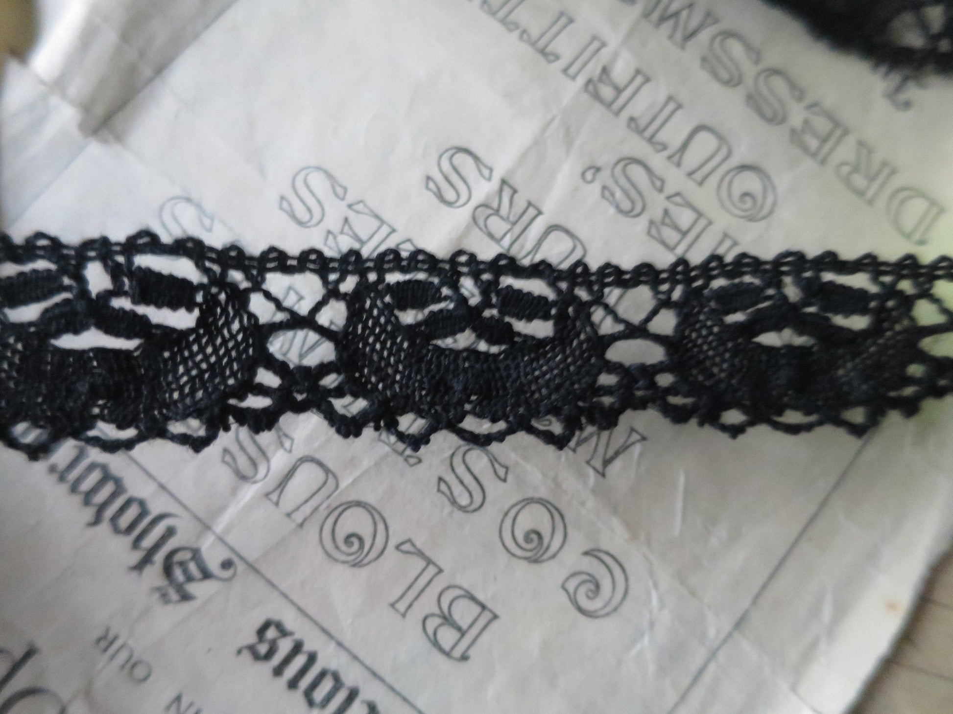 Black English Nottingham Cluny Lace- Torchon Crescents- 3 cm