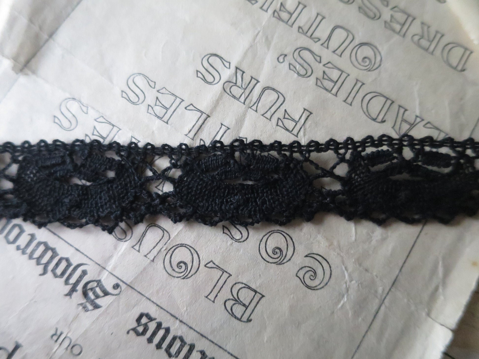 Black English Nottingham Cluny Lace- Torchon Crescents- 3 cm