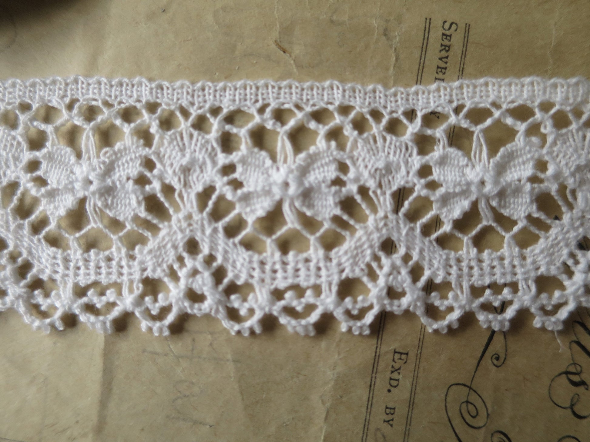 White English Nottingham Cluny Lace- Traditional Torchon Butterflies- 4.3 cm