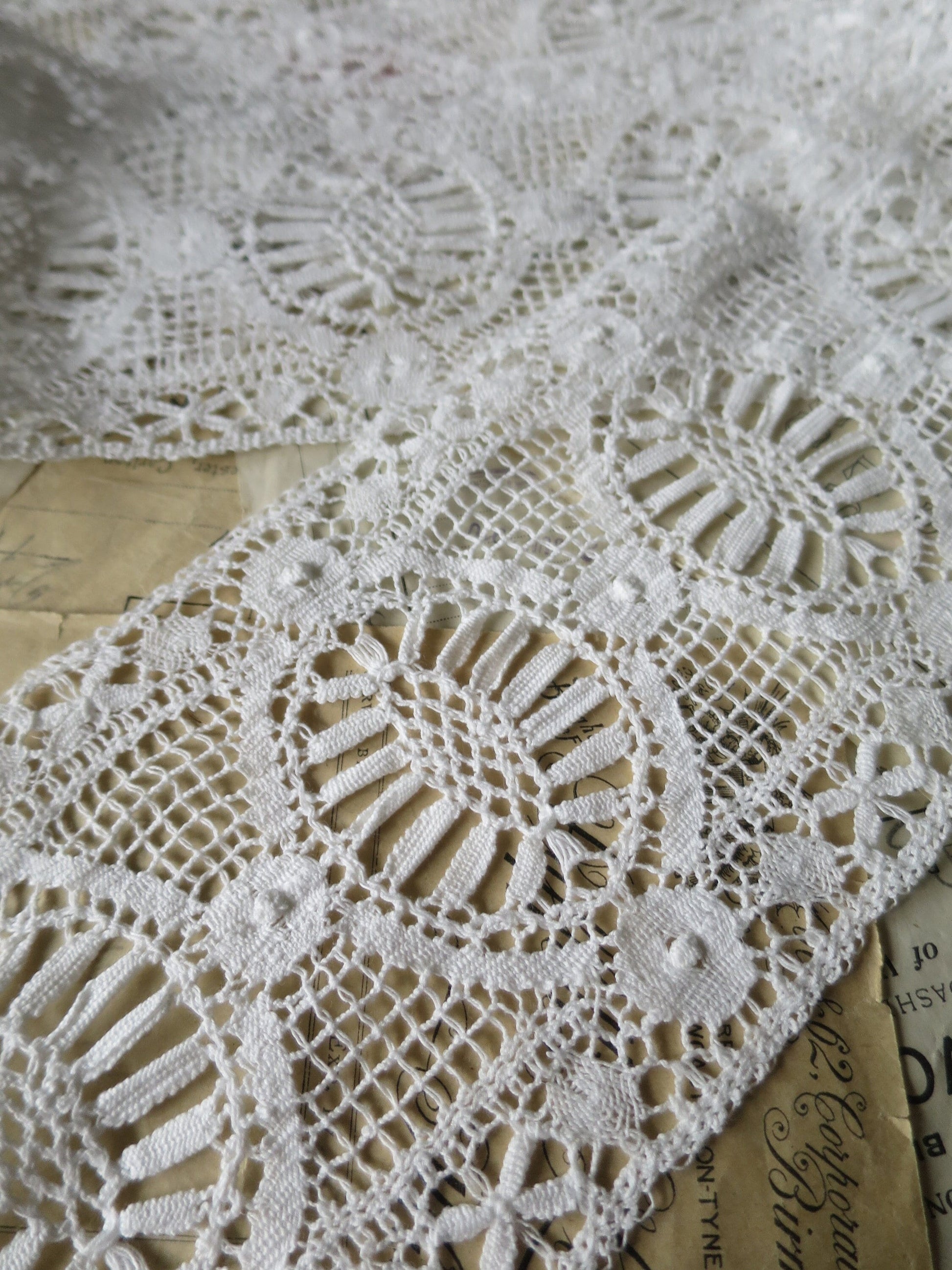 Off White English Nottingham Cluny Lace- Bedfordshire/ Le Puy Guipure- Insertion- 12 cm