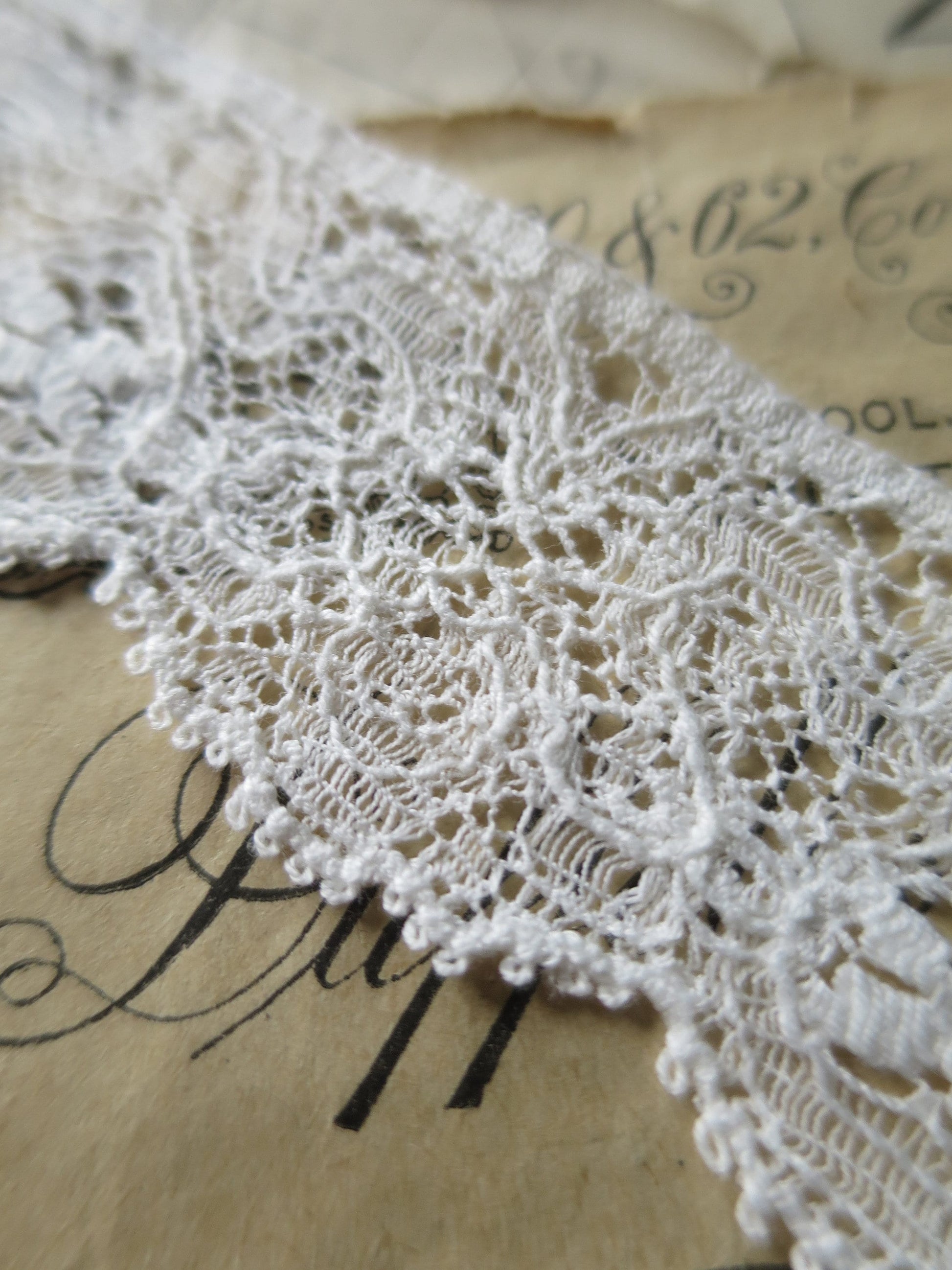 Off White English Nottingham Lace- Intricate Frothy Guipure- 3.7 cm