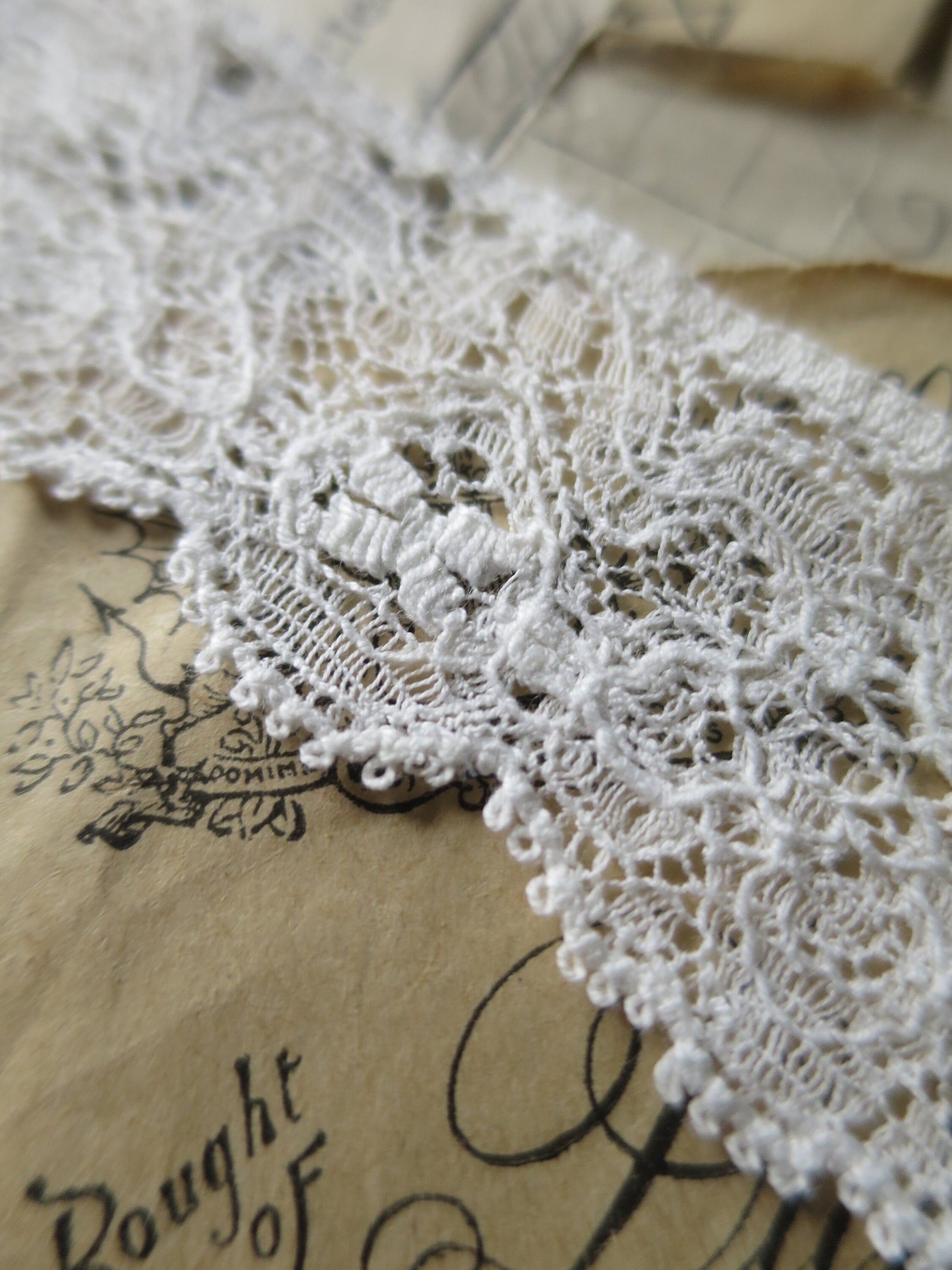 Off White English Nottingham Lace- Intricate Frothy Guipure- 3.7 cm