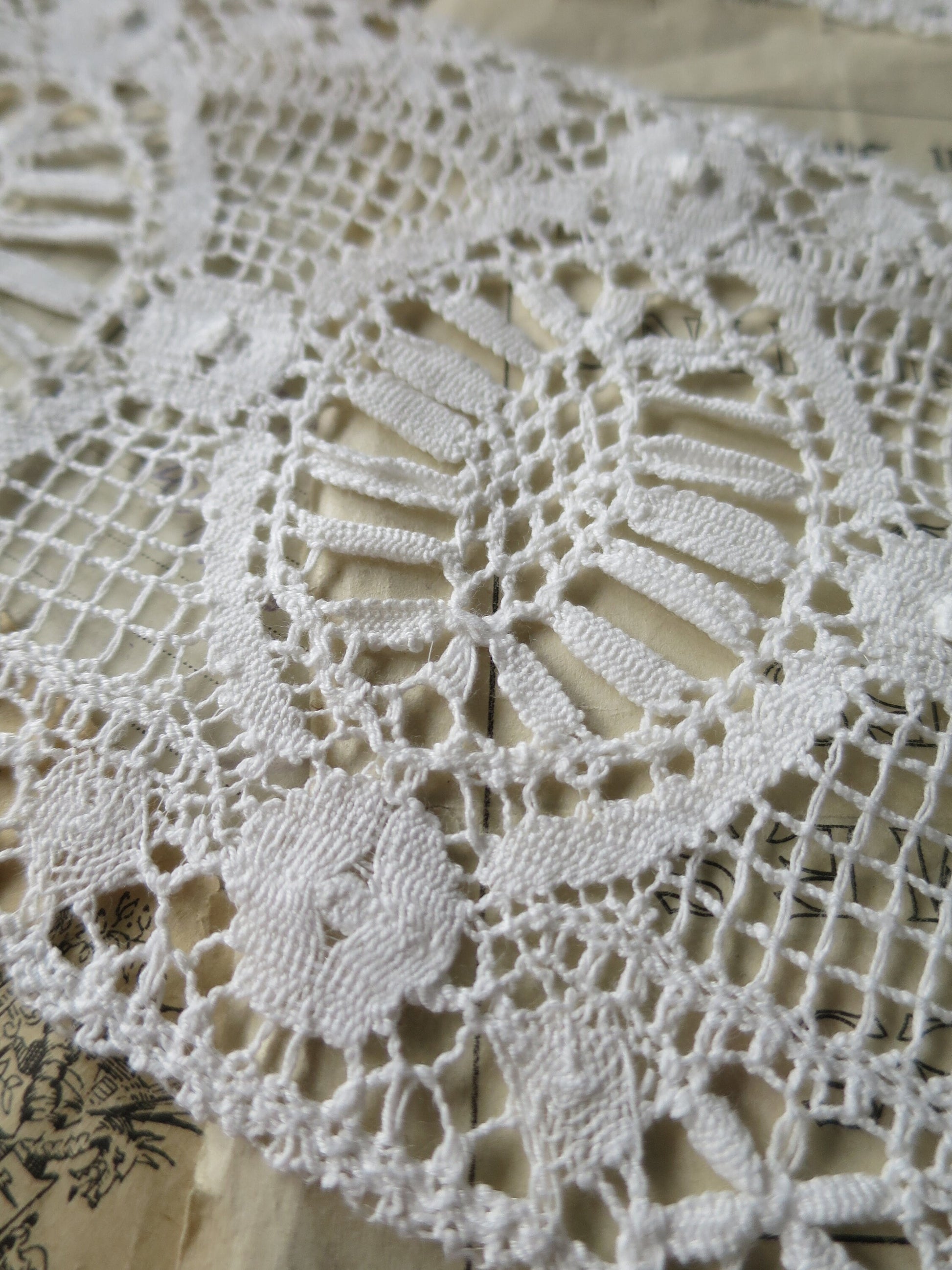 Off White English Nottingham Cluny Lace- Bedfordshire/ Le Puy Guipure- Insertion- 12 cm