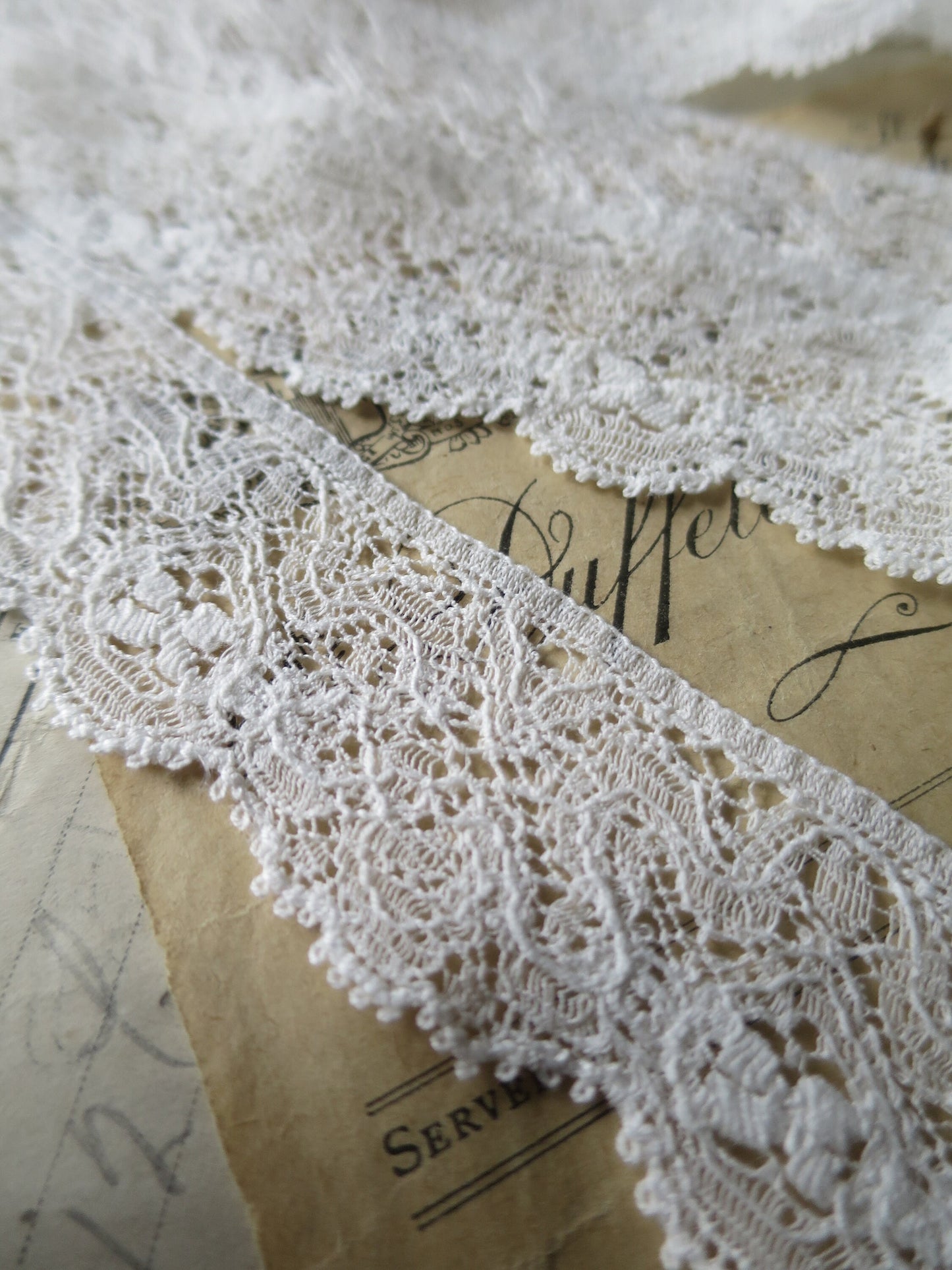 Off White English Nottingham Lace- Intricate Frothy Guipure- 3.7 cm