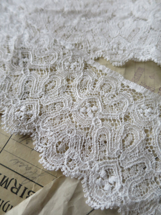 Off White English Nottingham Lace- Intricate Frothy Guipure- 7.5 cm