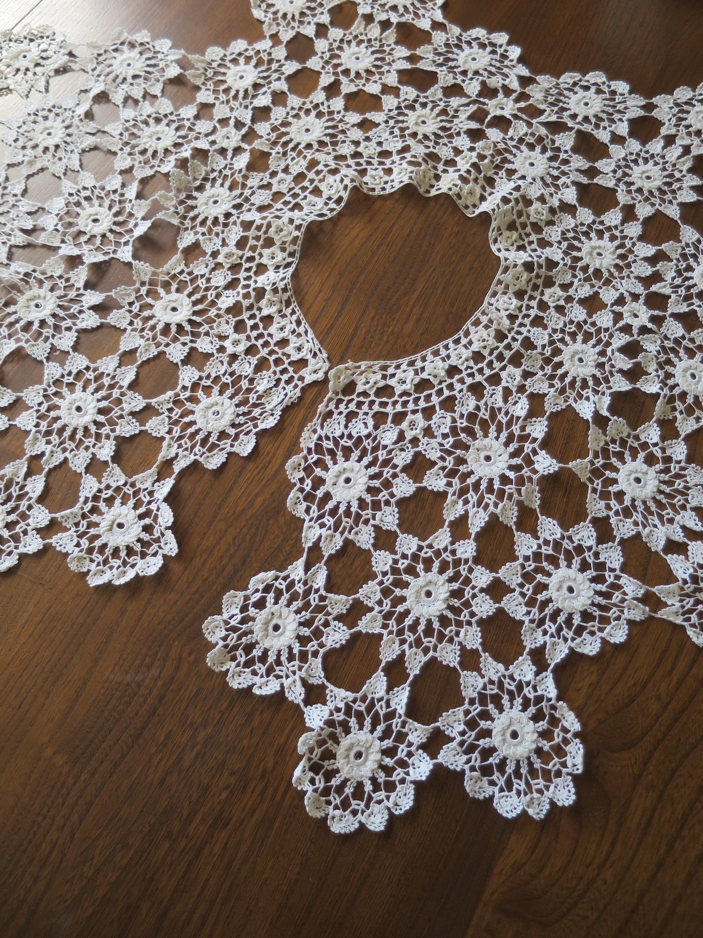 Antique Hand Crochet Lace Collar- 1860's