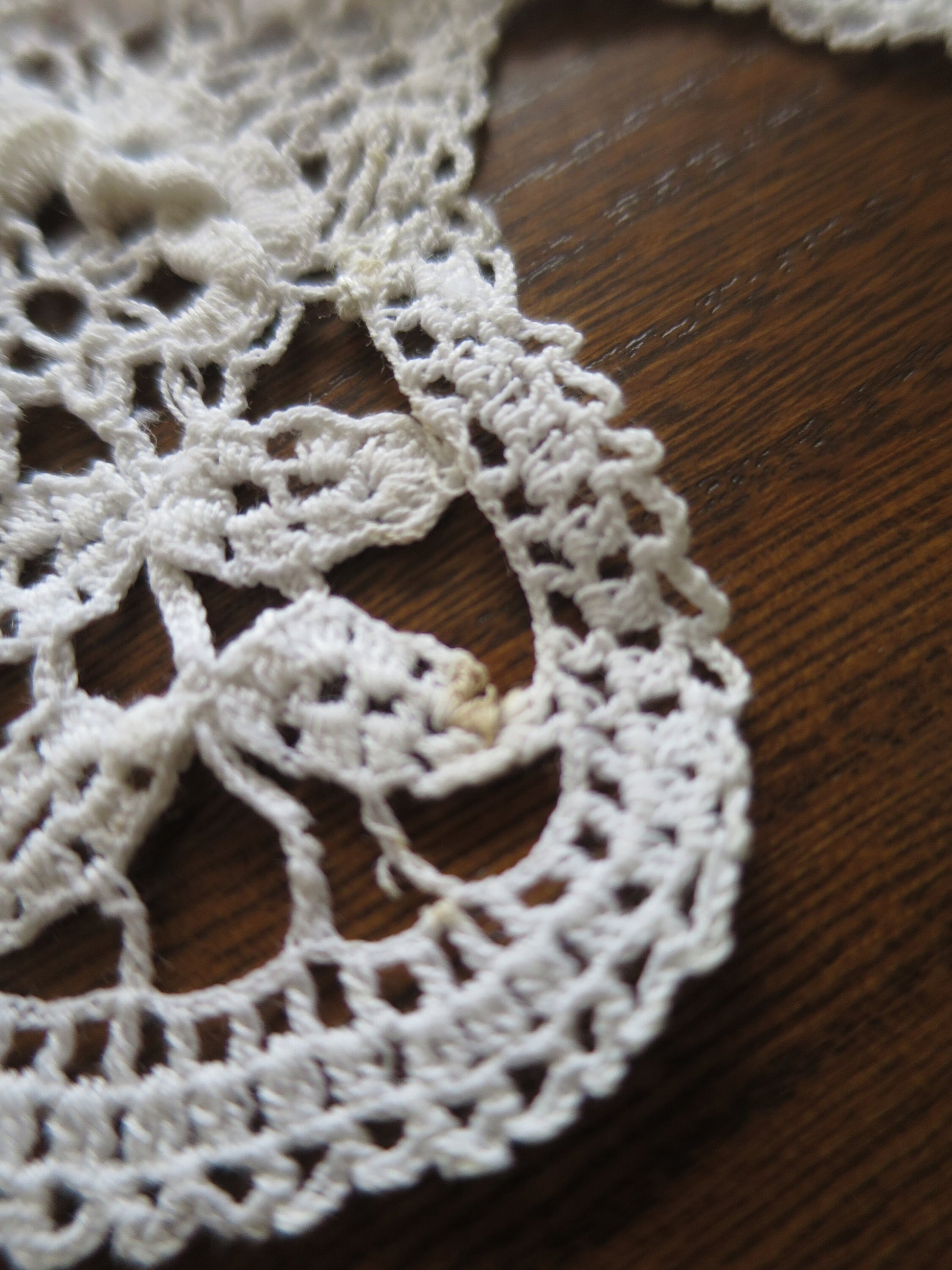 Antique Hand Crochet Lace Collar- Floral Cartouches