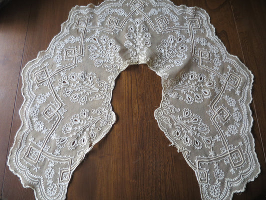 Antique Tamboured Net Lace Collar