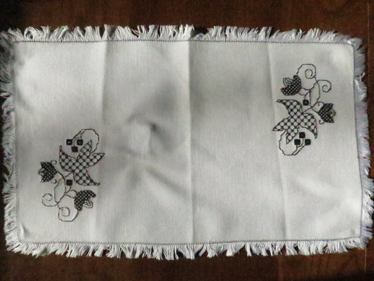 Vintage Tray Cloth- Black Work Hand Embroidery