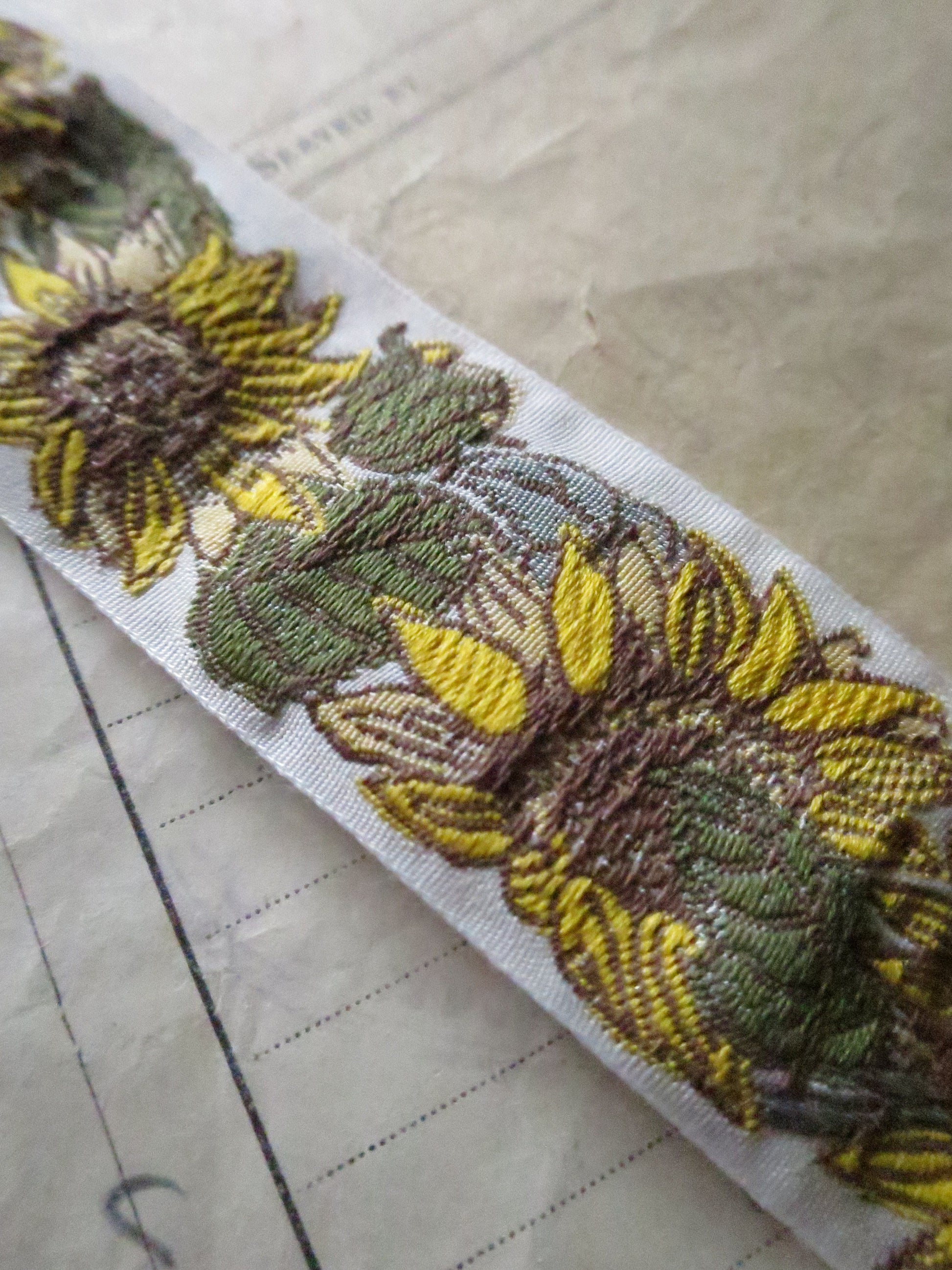 Sunflowers- 32 mm Jacquard Woven Ribbon