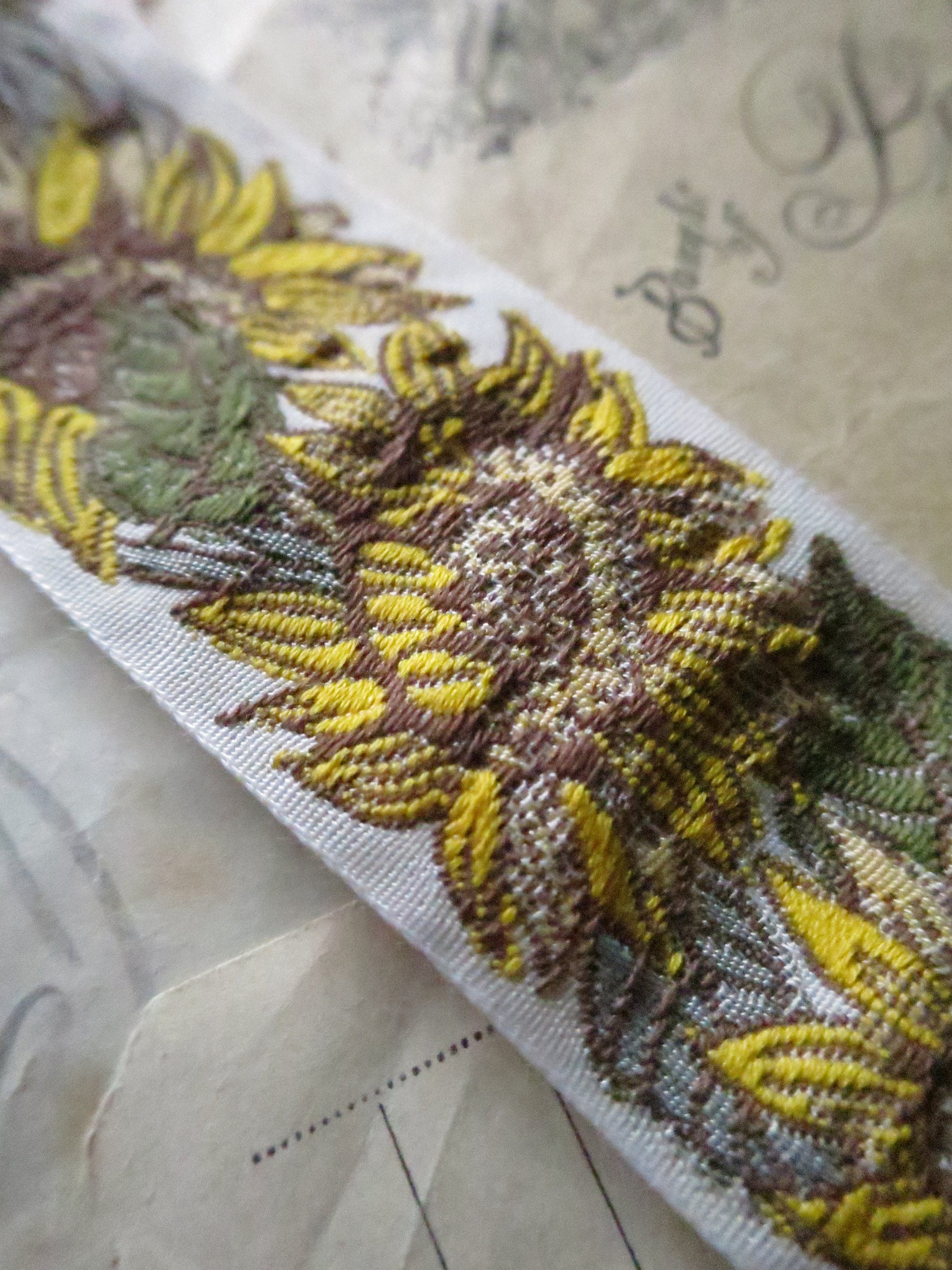 Sunflowers- 32 mm Jacquard Woven Ribbon