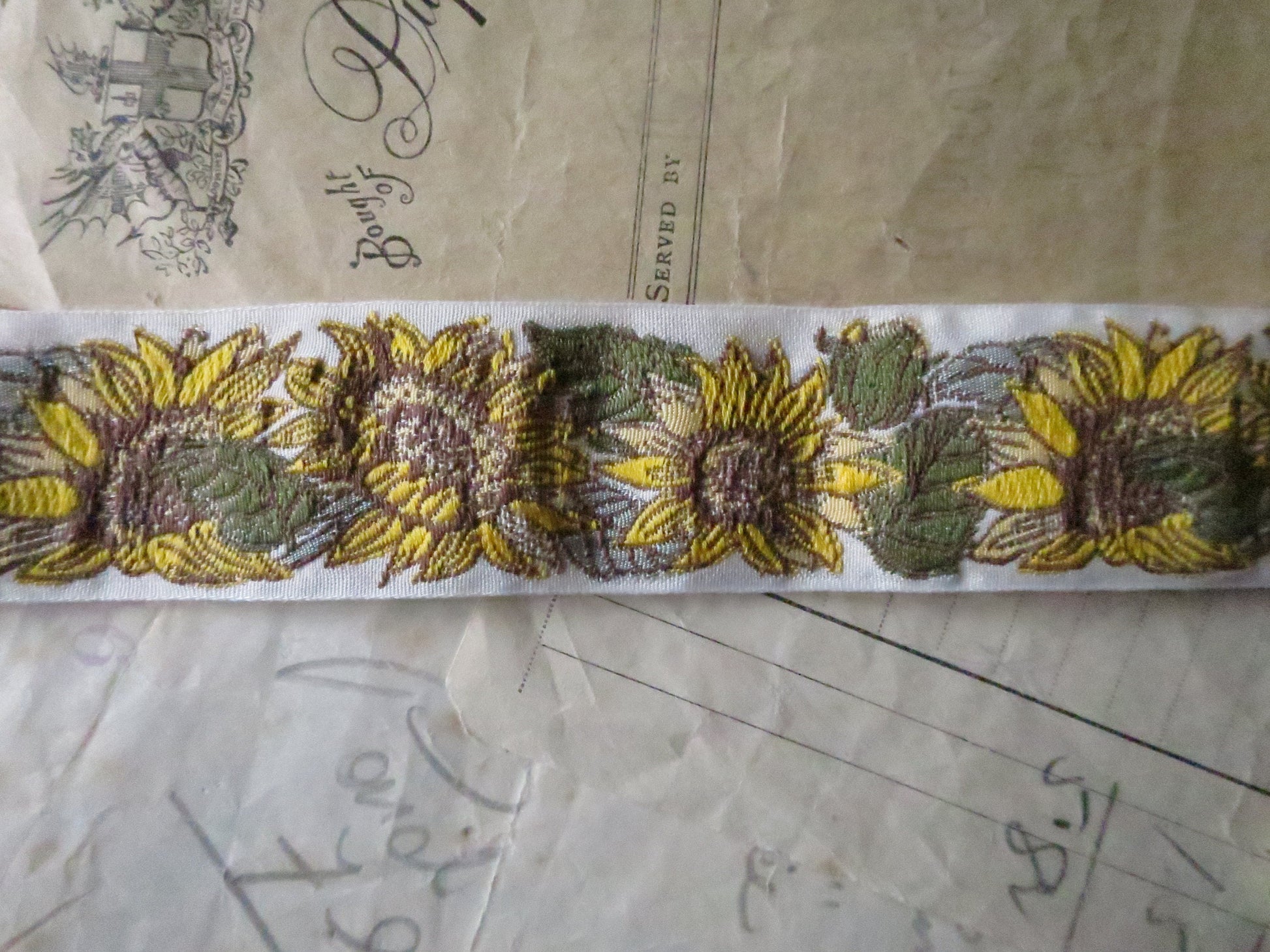 Sunflowers- 32 mm Jacquard Woven Ribbon