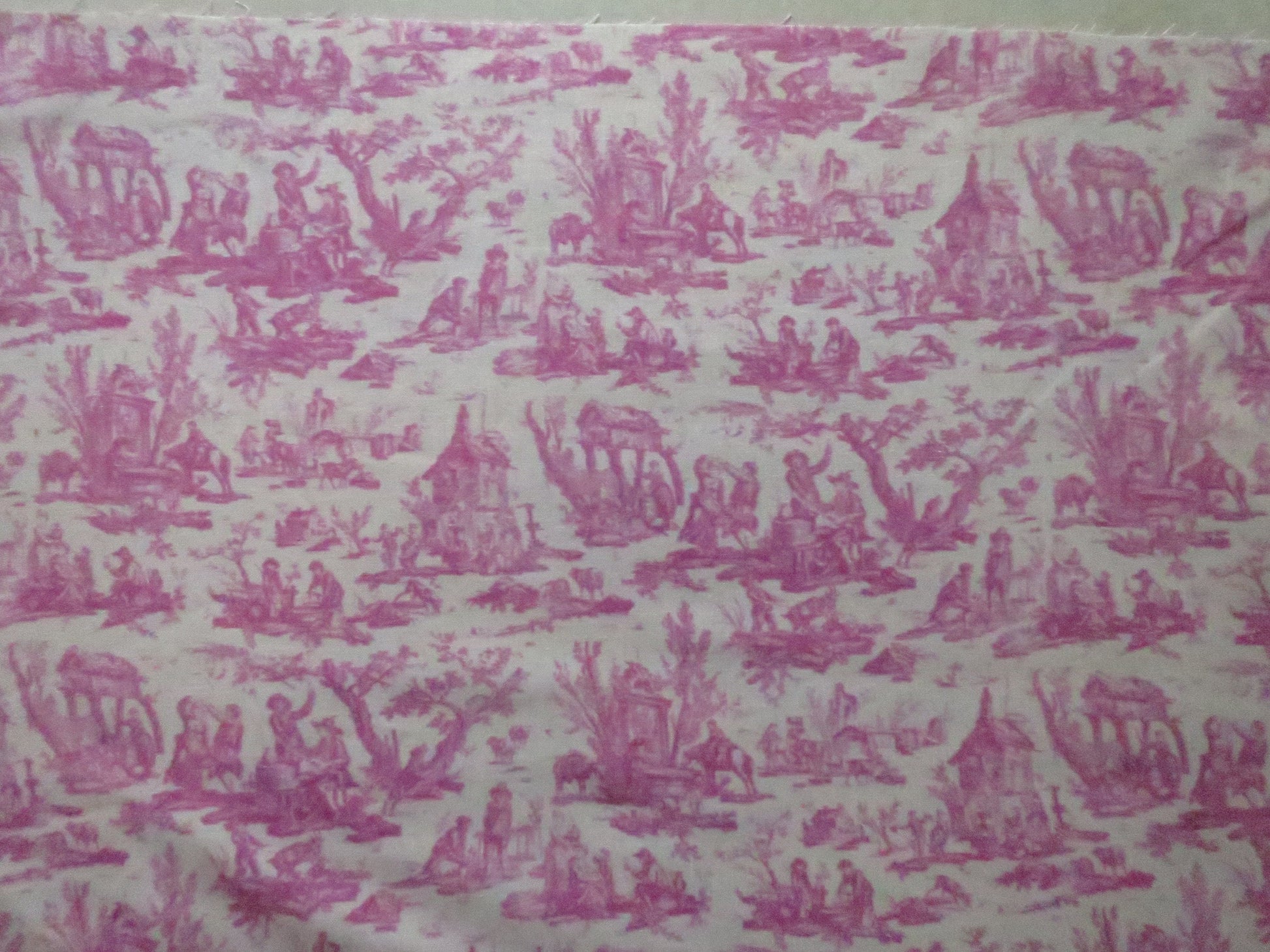 Sajou Fat Quarter Pink Miniature l'Abreuvoir - Toile du Jouy- The Drinking Trough