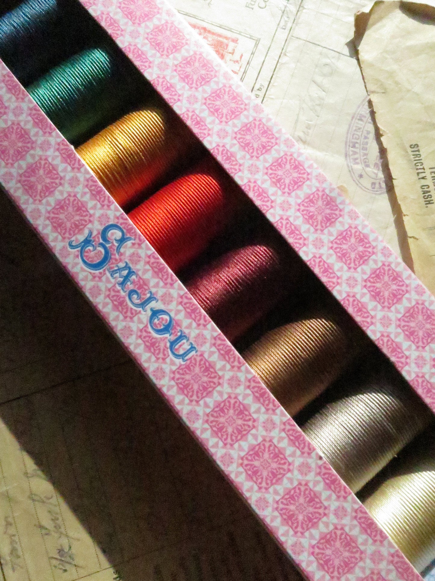 Sajou Fil au Chinois Pure Silk Perlé Thread No.30- Boxed Set 8 Spools- Vintage Colours