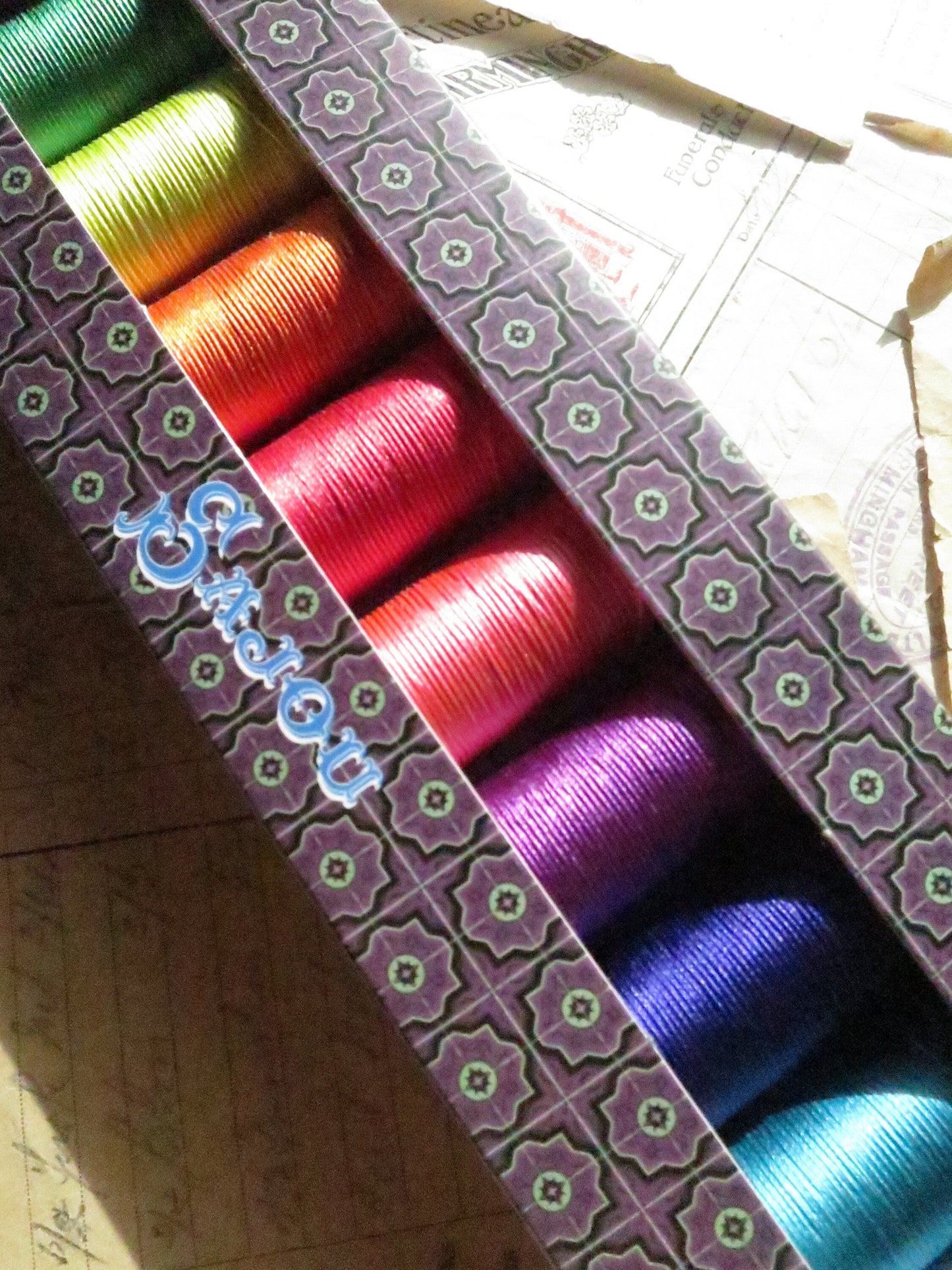 Sajou Fil au Chinois Pure Silk Perlé Thread No.30- Boxed Set 8 Spools- Bright Colours