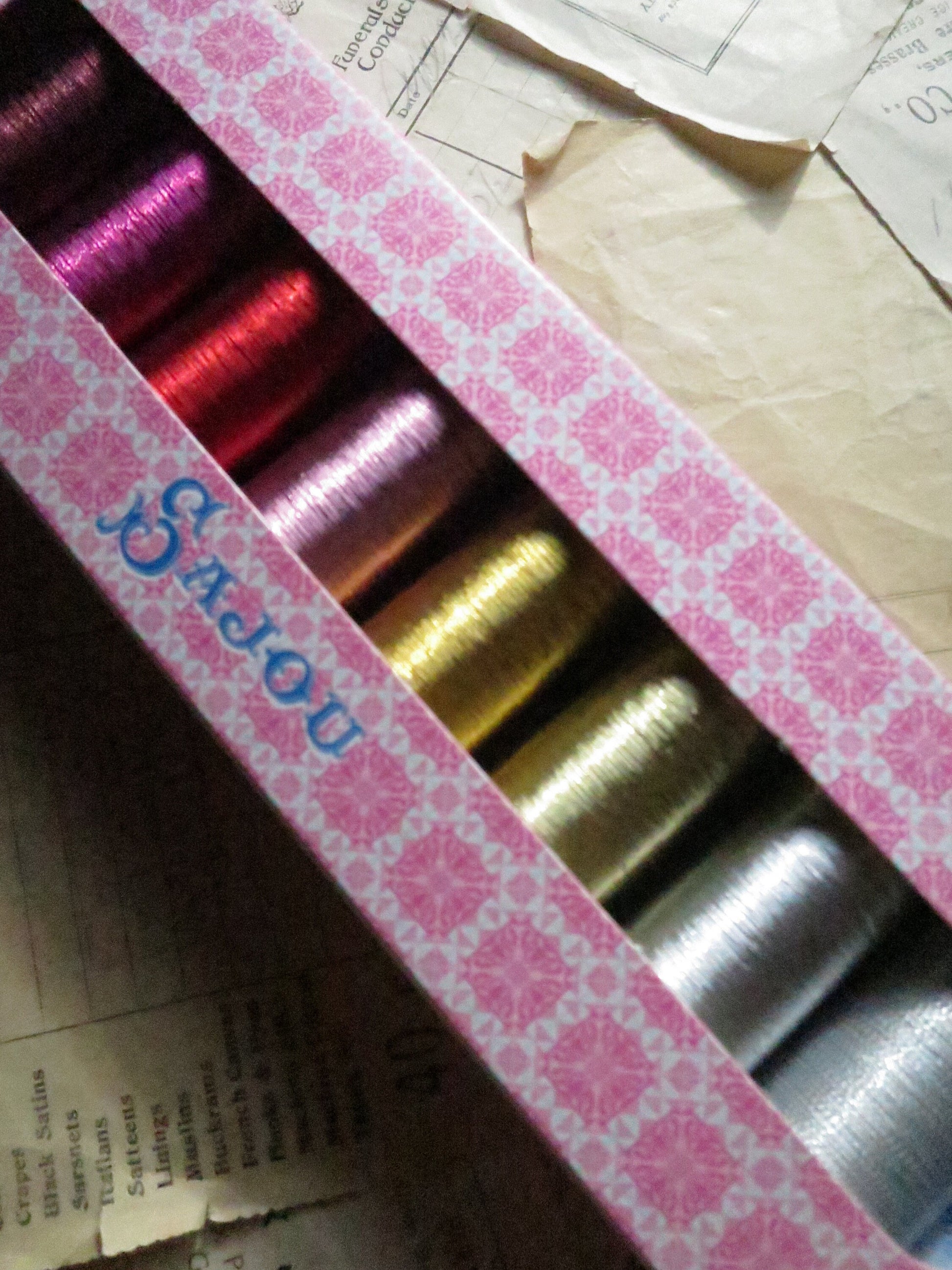 Sajou Metallic Thread/ Fil Metalise No.40 Thread Boxed Set- Shocking Pinks