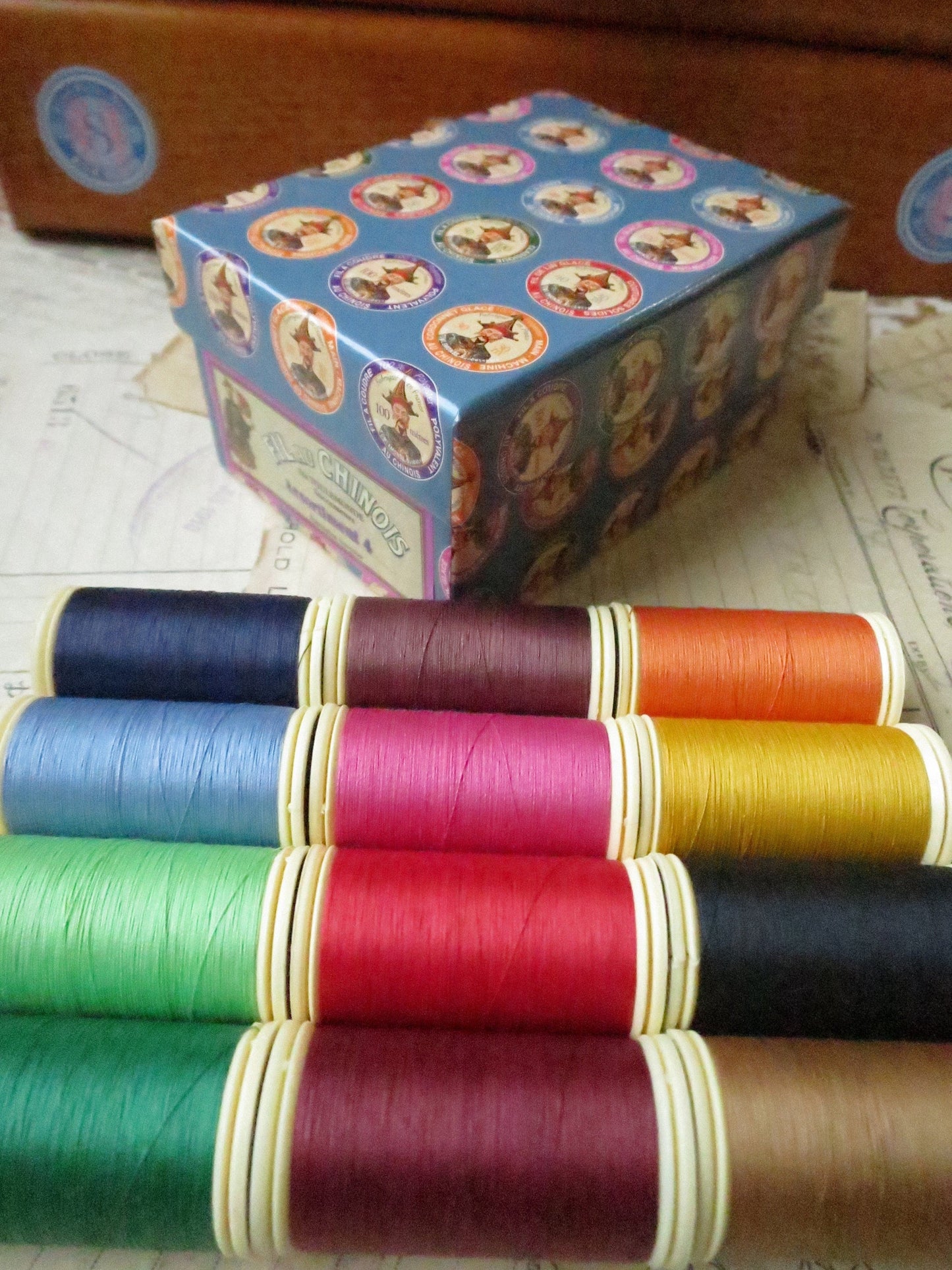 Sajou Boxed Set 12 Fil au Chinois Gloving Thread- No. 4 Bright Tones