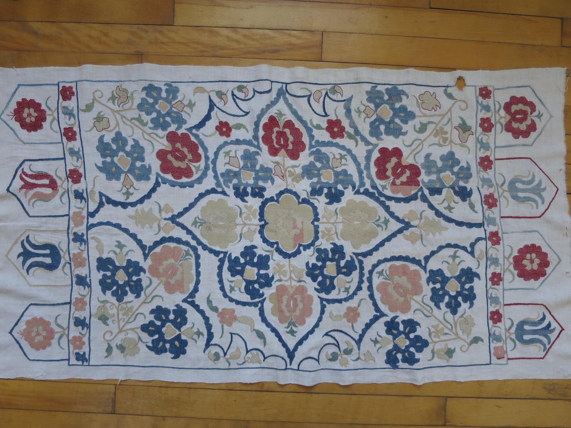 Antique Suzani Hand Embroidered Panel/ Prayer Mat