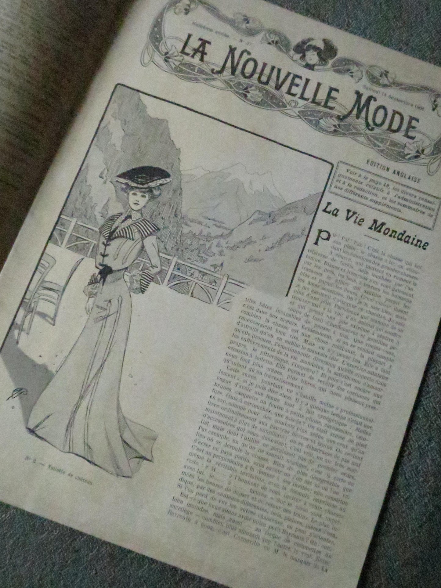 Antique Paris Fashions/ La Nouvelle Mode Magazine- September 14 1901- Original Pattern Included