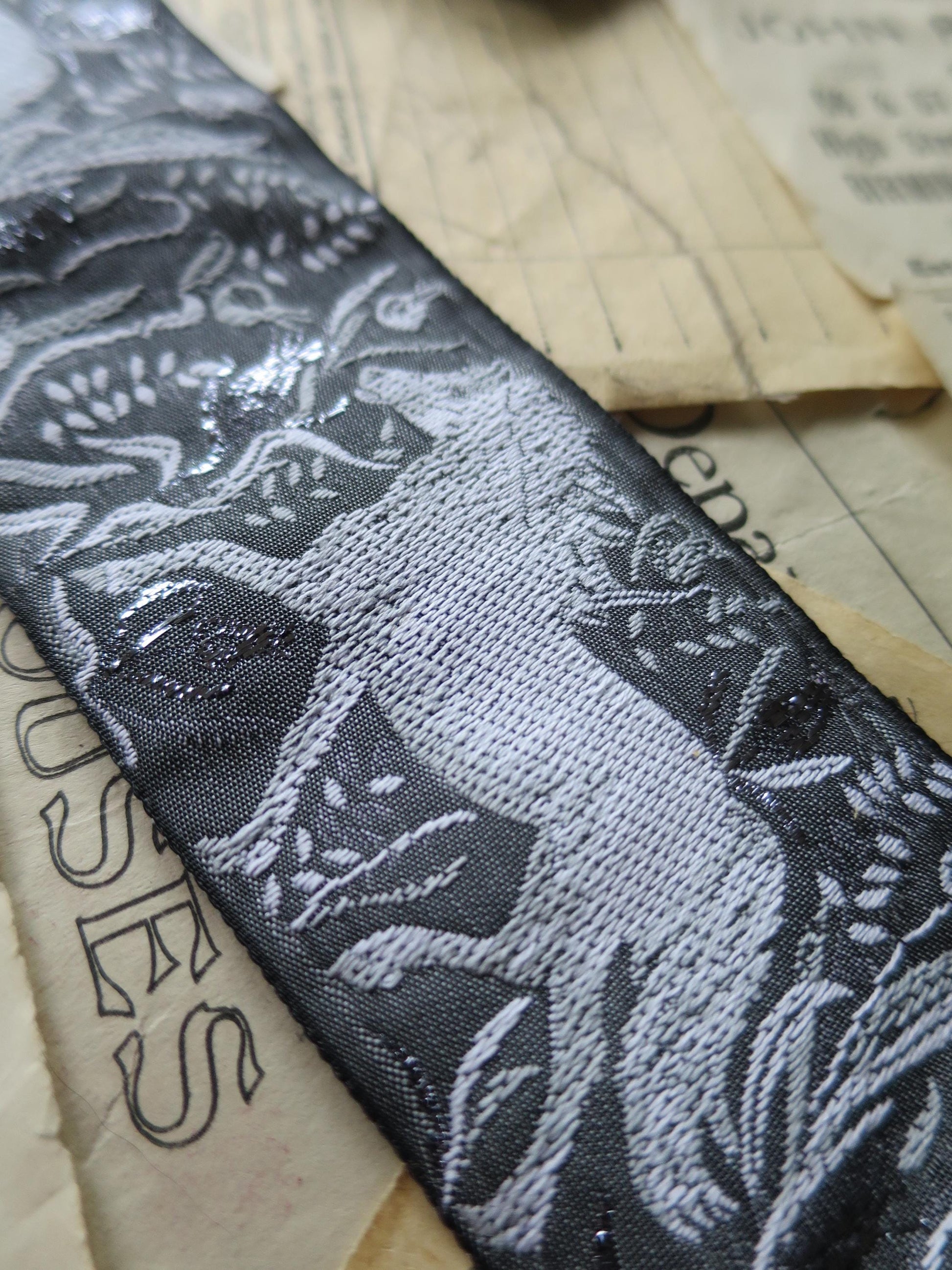 Wild Horses 50 mm Jacquard Woven Ribbon- Grey White & Silver