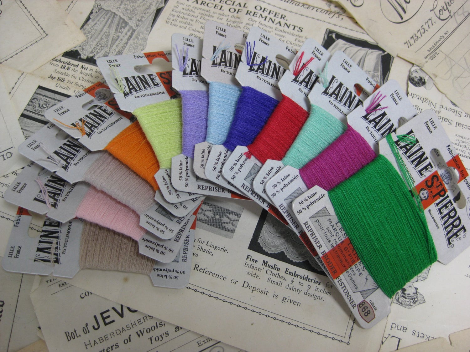 Sajou Boxed Set 12 Cards Laine St Pierre Embroidery & Darning Thread- Modern Colours