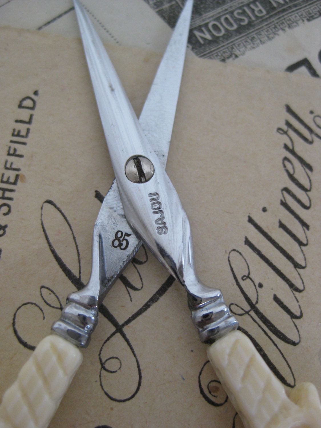 Sajou Faux Ivory Hand Paired Embroidery Scissors