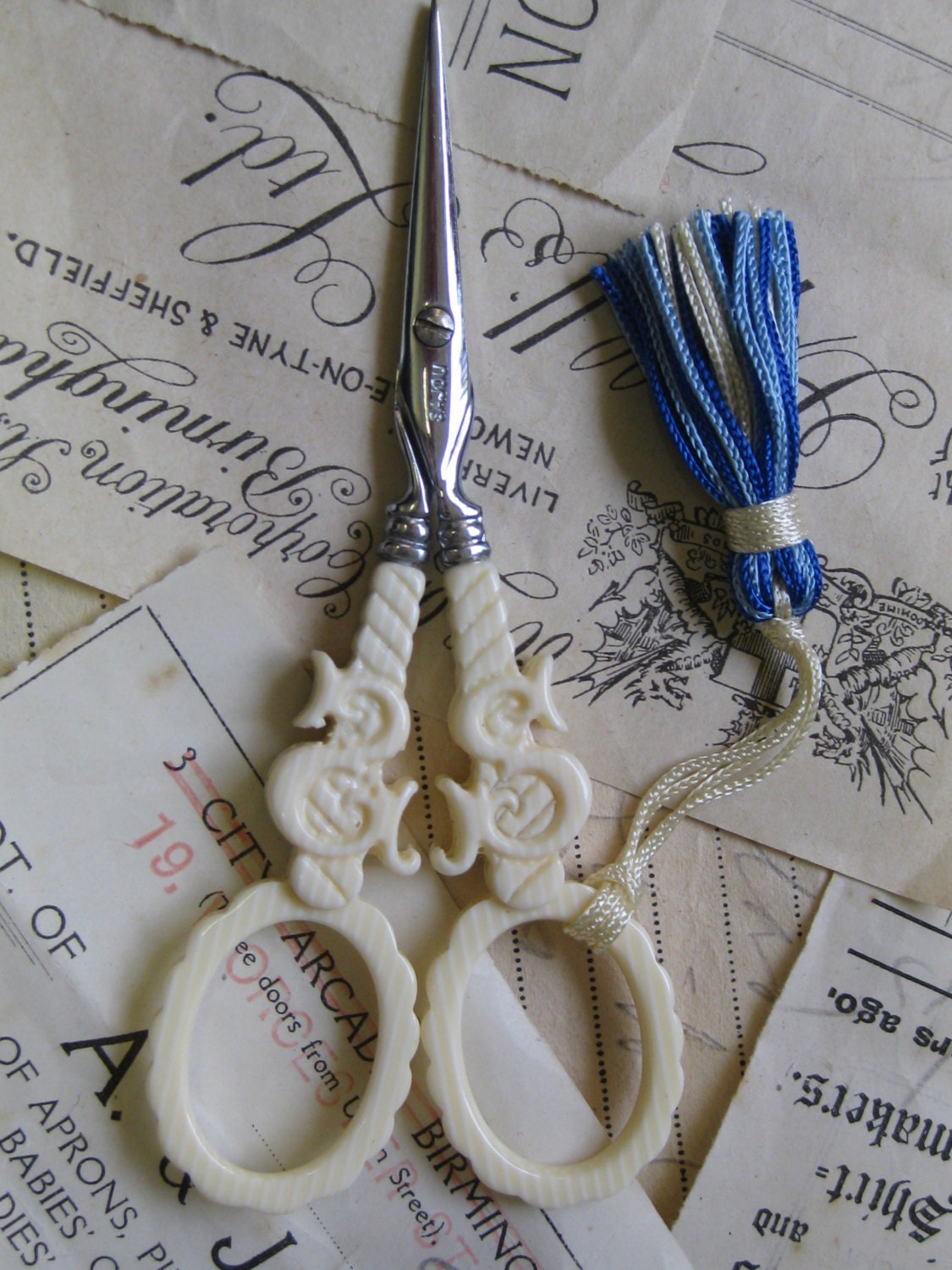 Sajou Faux Ivory Hand Paired Embroidery Scissors