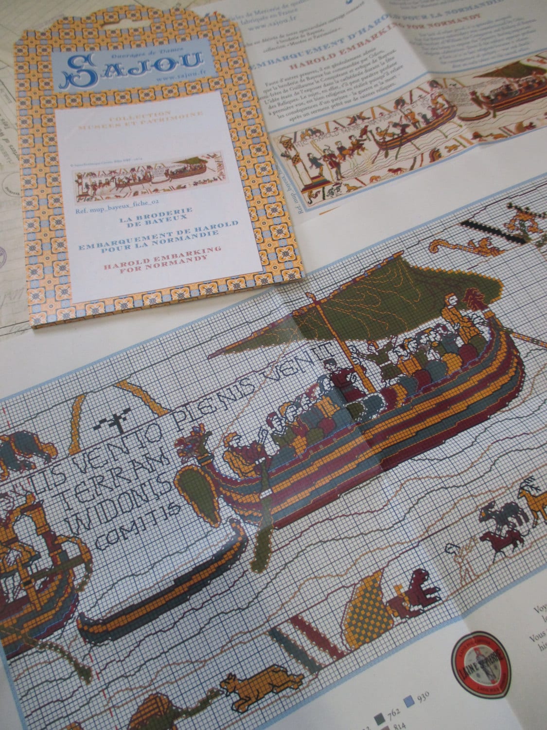 Sajou Museum & Heritage Bayeux Tapestry Embroidery Chart- Harold's Embarkment at Normany