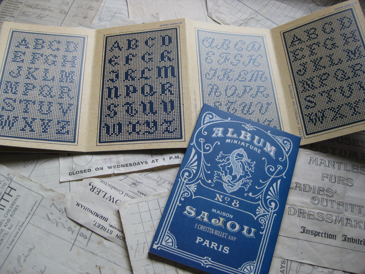 Sajou Blue Cross Stitch Album No.8- French Vintage Alphabets