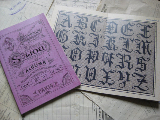 Sajou Mauve Cross Stitch Album 107- French Vintage Alphabets