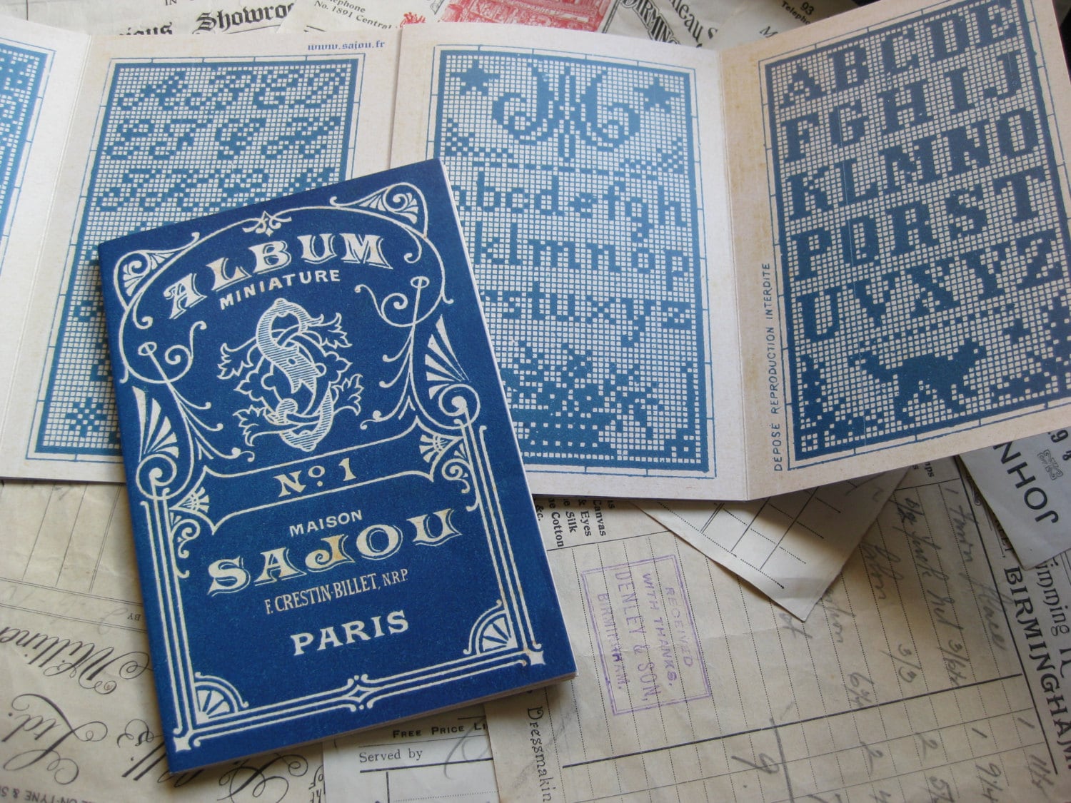 Sajou Blue Cross Stitch Album No.1- French Vintage Samplers