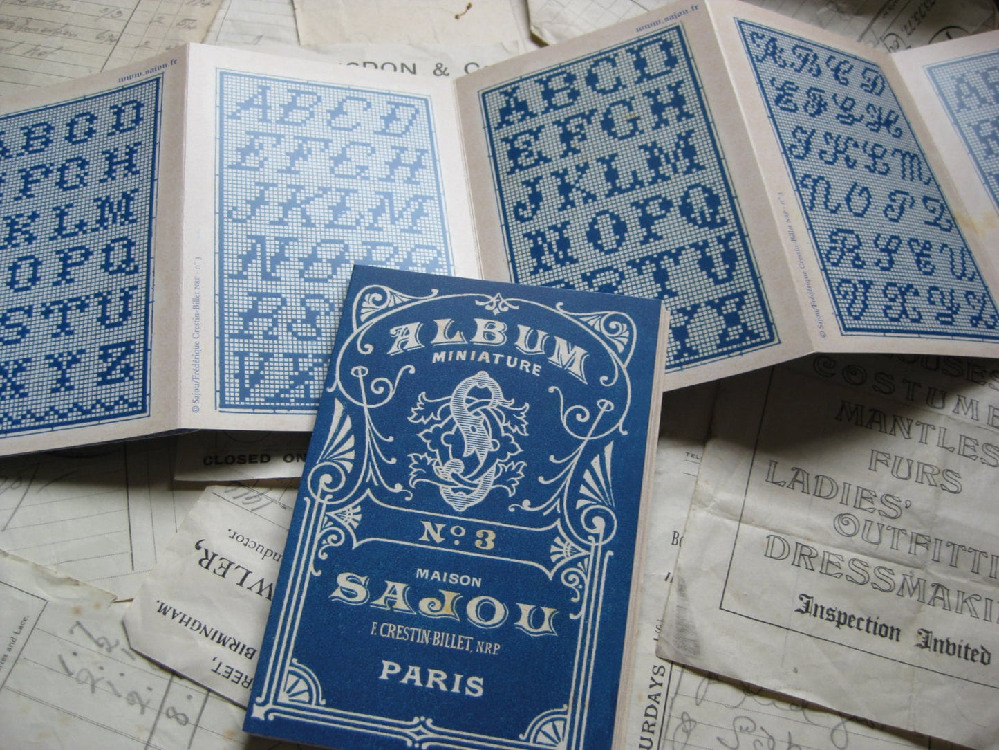 Sajou Blue Cross Stitch Album No.3- French Vintage Samplers and Alpabets