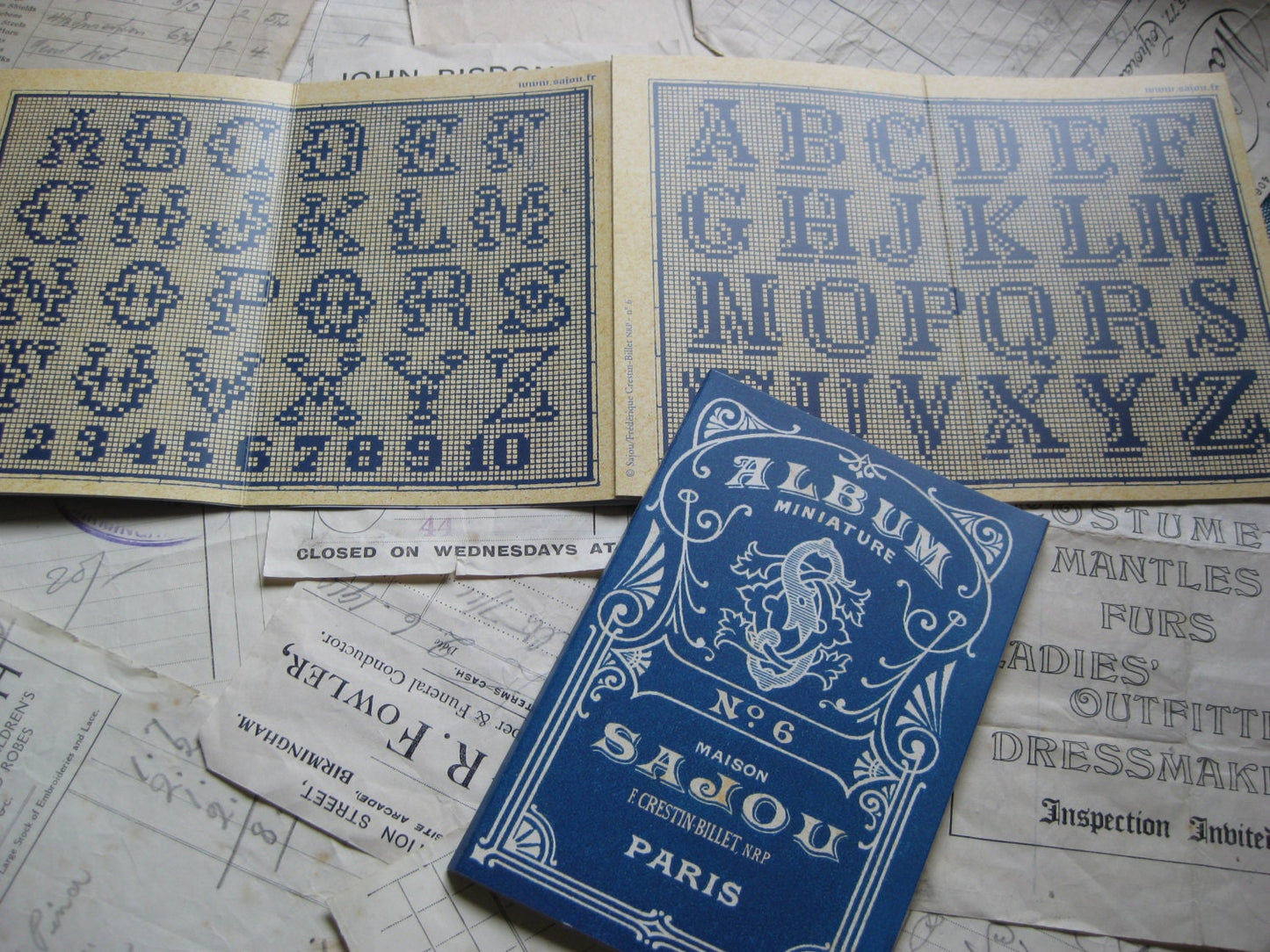 Sajou Blue Cross Stitch Album No.6- French Vintage Alphabets