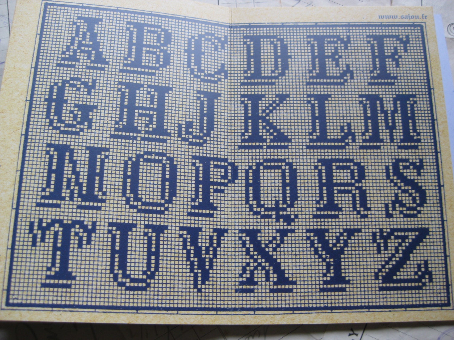 Sajou Blue Cross Stitch Album No.6- French Vintage Alphabets