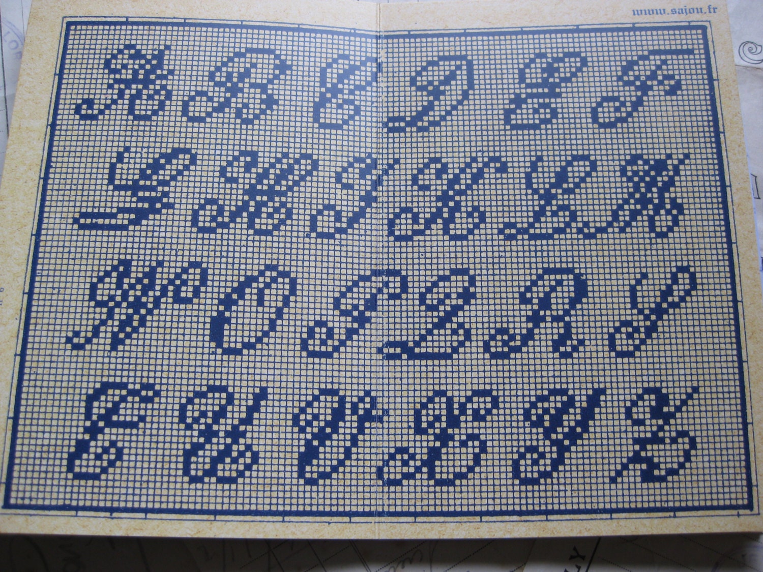 Sajou Blue Cross Stitch Album No.6- French Vintage Alphabets