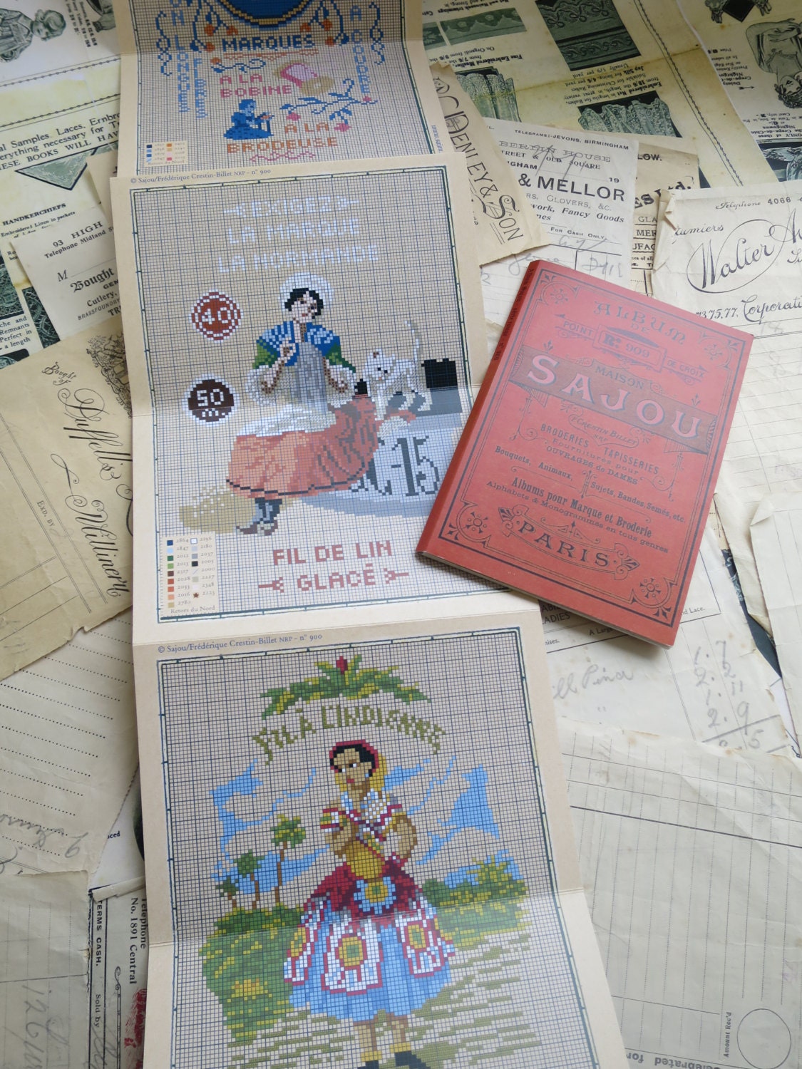 Sajou Red Cross Stitch Album 900- Vintage Sajou Advertisements