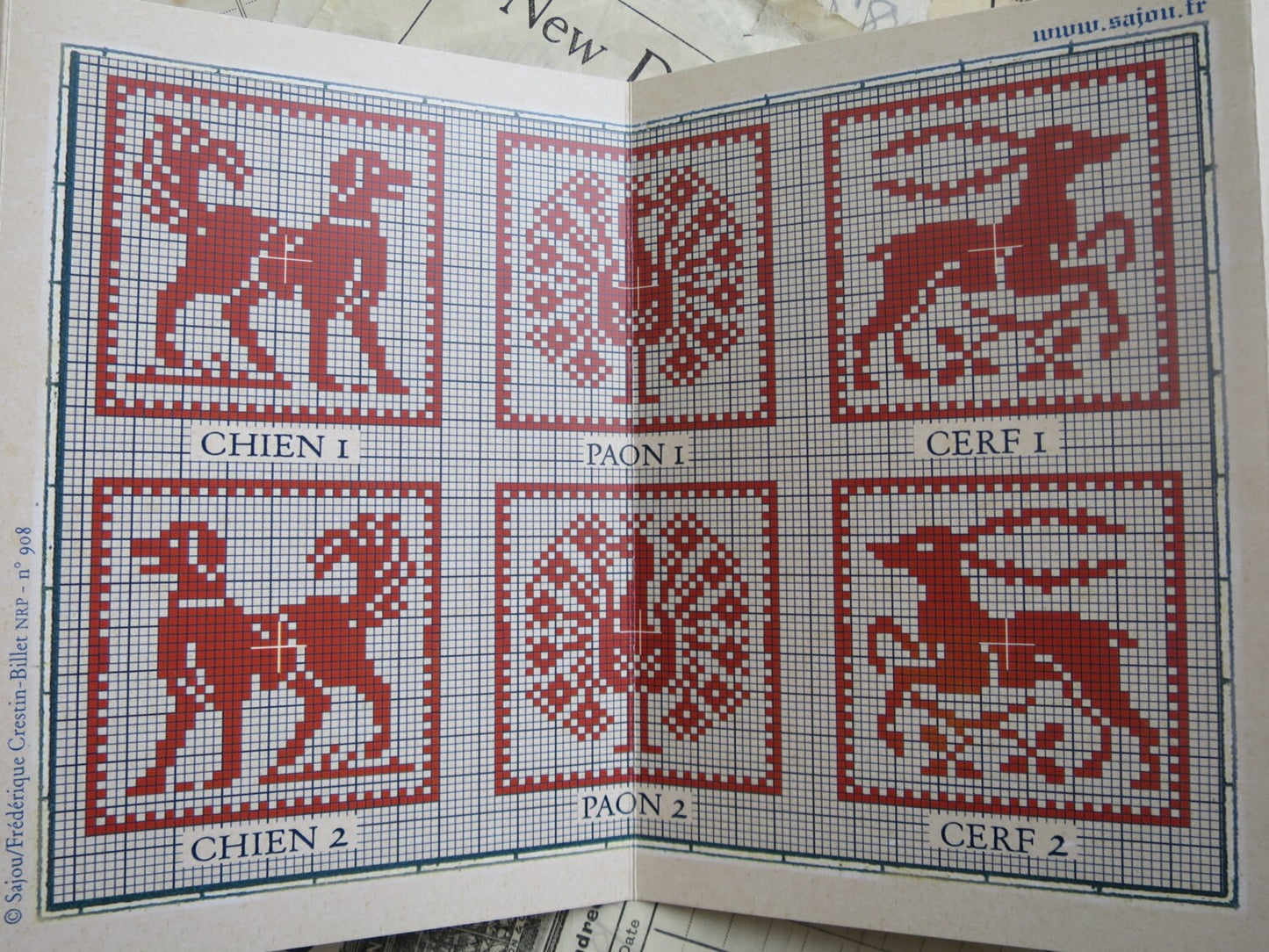 Sajou Red Cross Stitch Album 908- Traditional Motif Designs