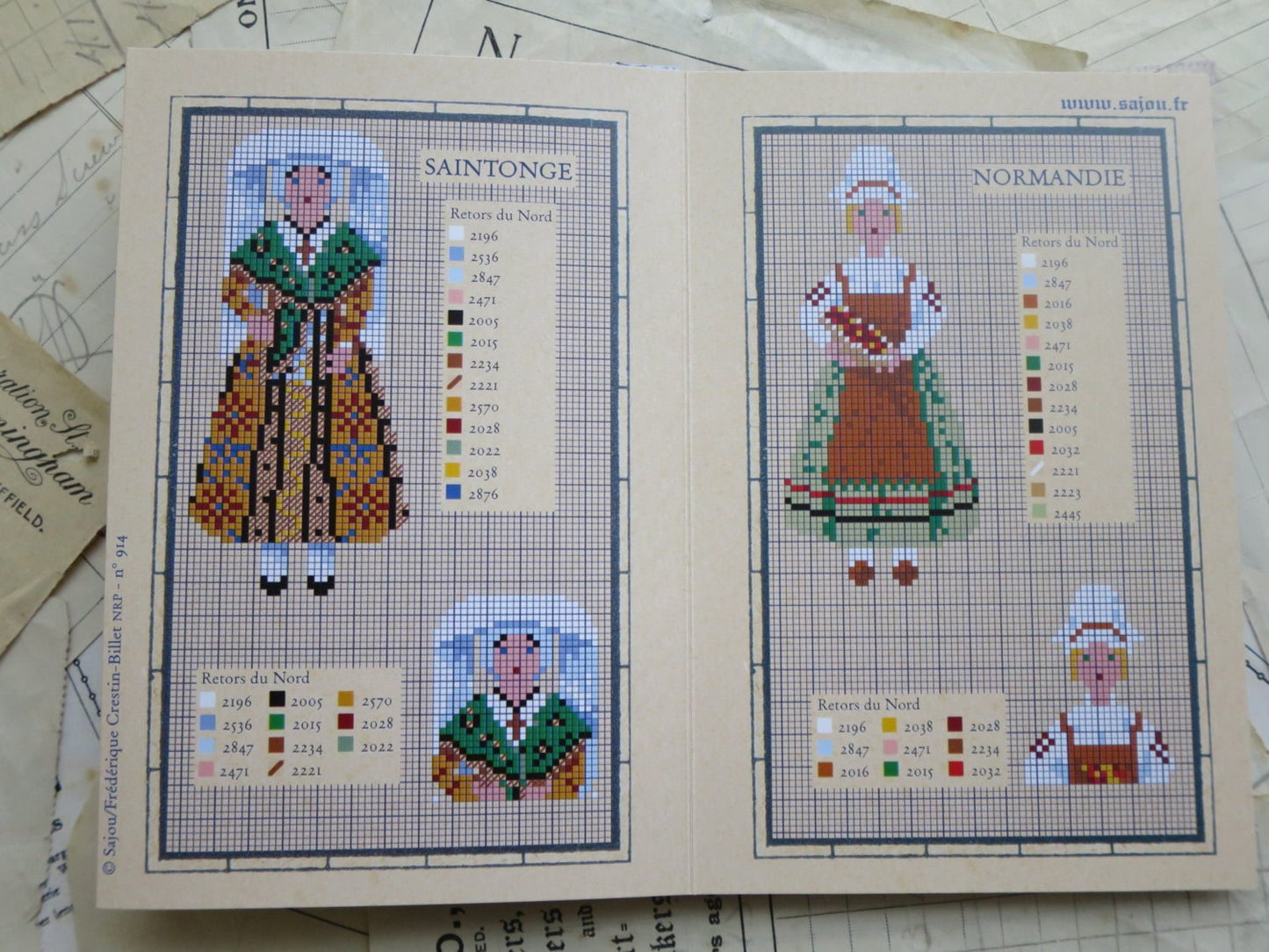 Sajou Red Cross Stitch Album 914- French Regional Costumes