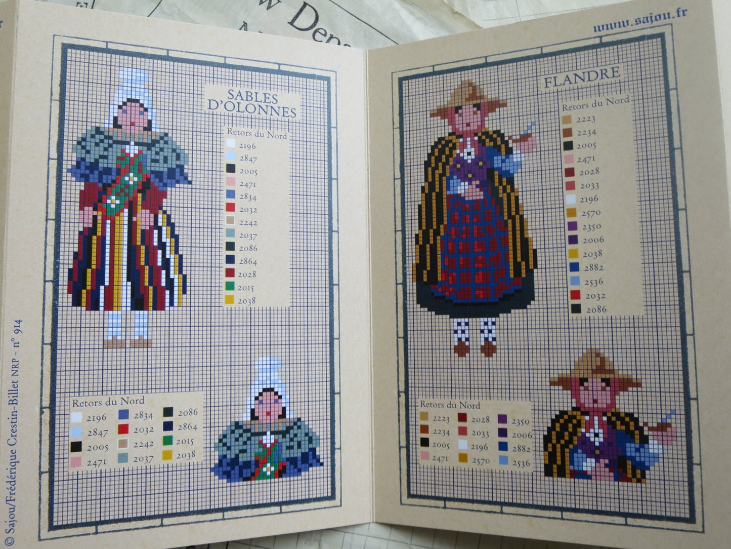 Sajou Red Cross Stitch Album 914- French Regional Costumes