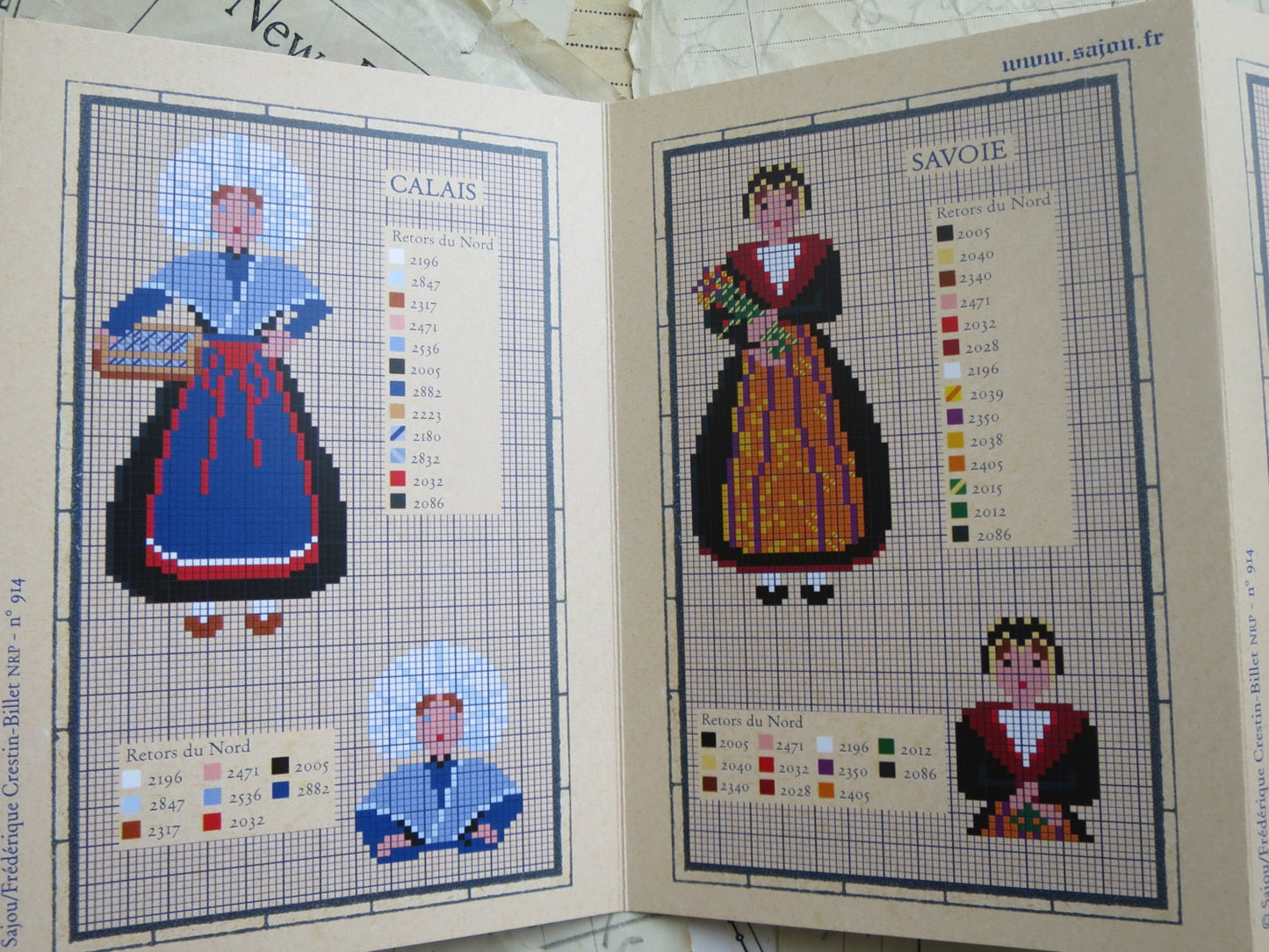 Sajou Red Cross Stitch Album 914- French Regional Costumes