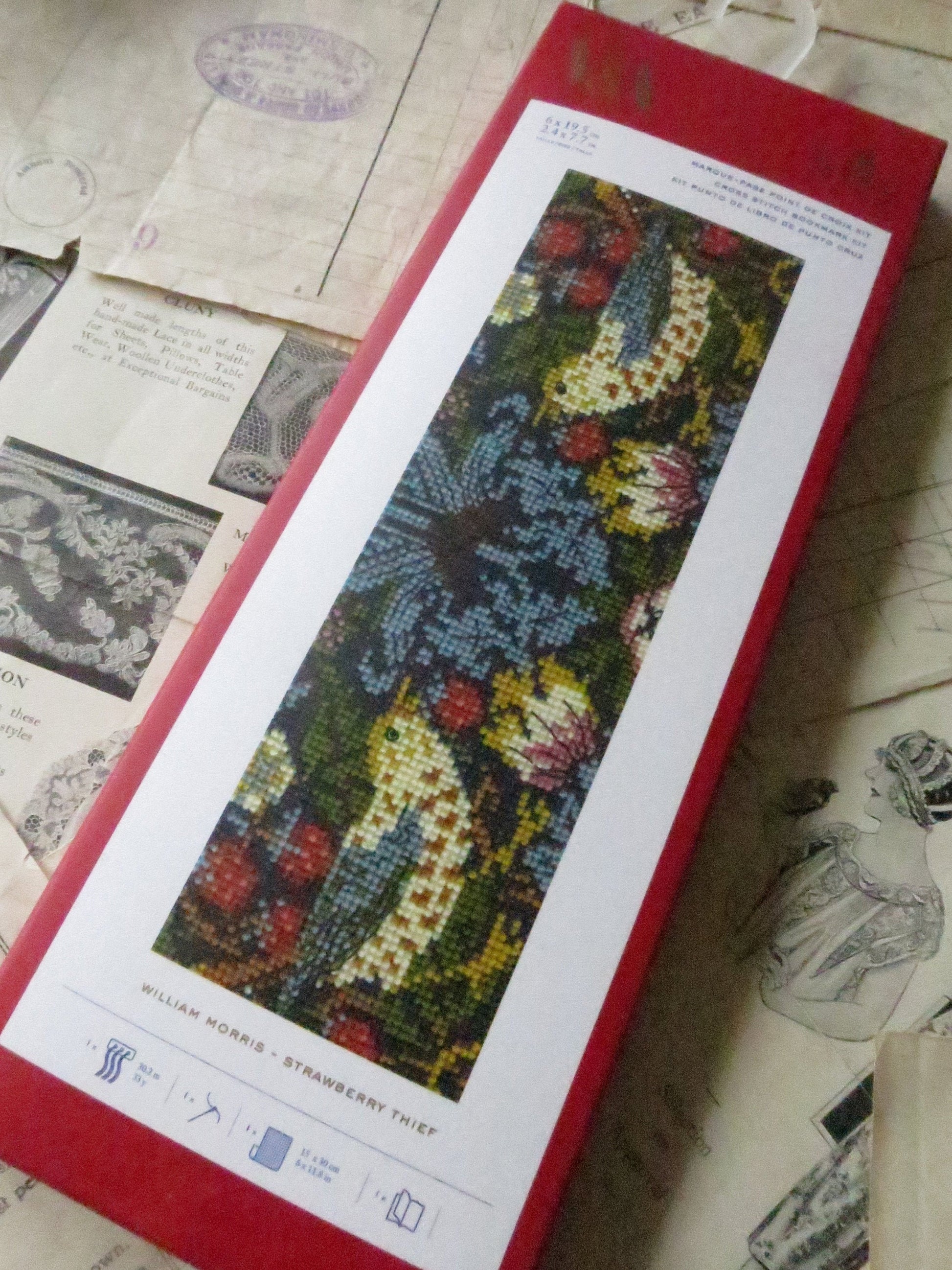 V&A William Morris 'The Strawberry Thief' Bookmark Cross Stitch Embroidery Kit